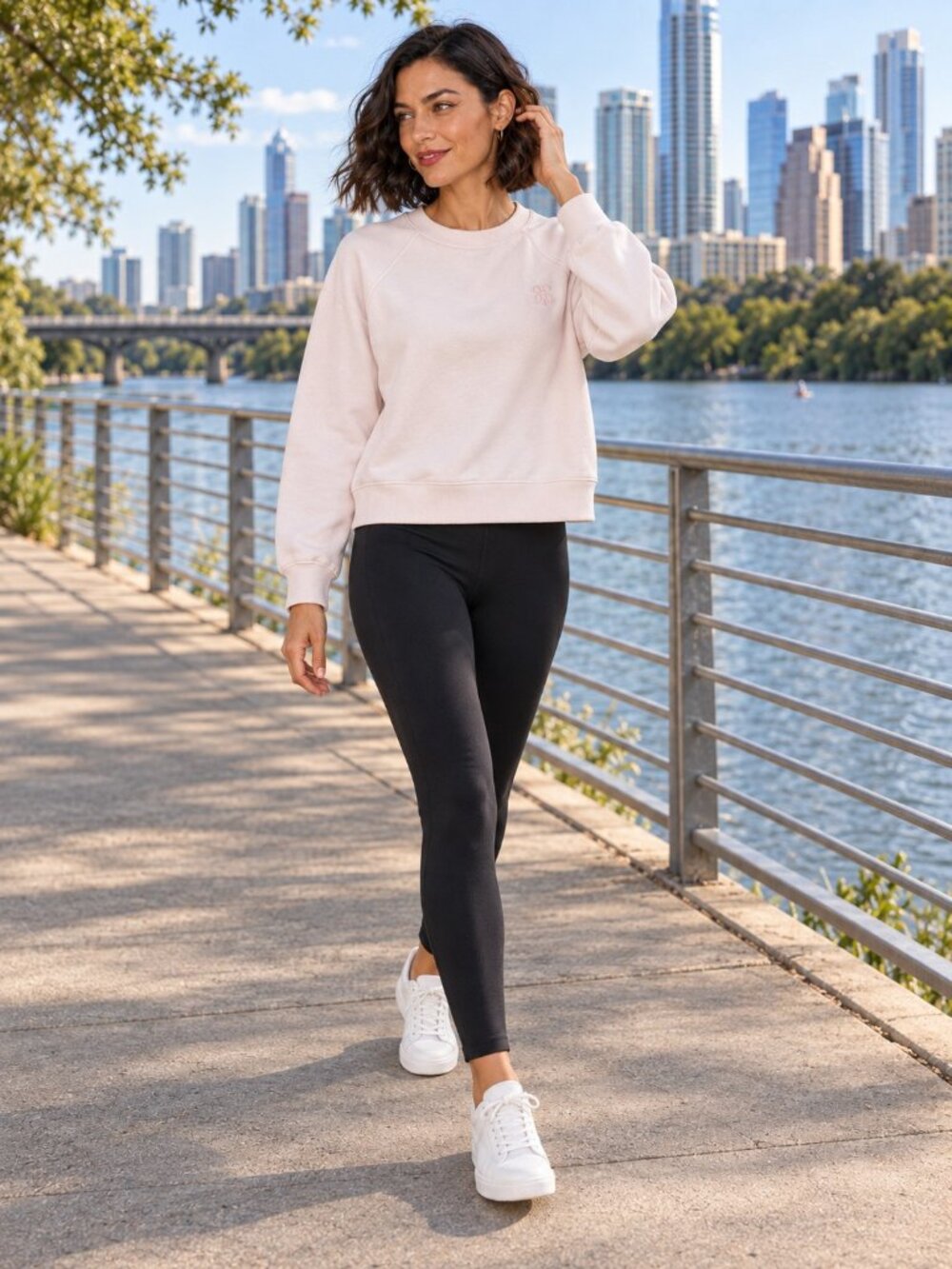 ETERNE Blush Pink French Terry Raglan Sweatshirt Small 100% Cotton